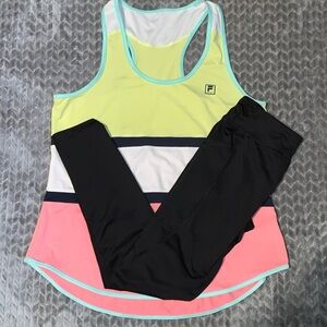 FILA Sport‎ racer back top. Athletic Works leggings with 2 side pockets. XL.
